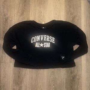 Converse All Star Cropped Sweatshirt Black Size Small Missing Drawstring